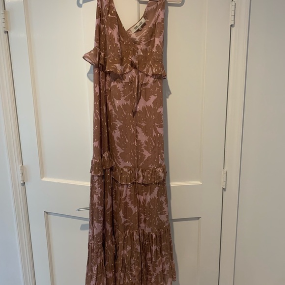 NWOT DVF Pink Floral Maxi Dress with Metallic Detailing sz XS - Picture 4 of 5